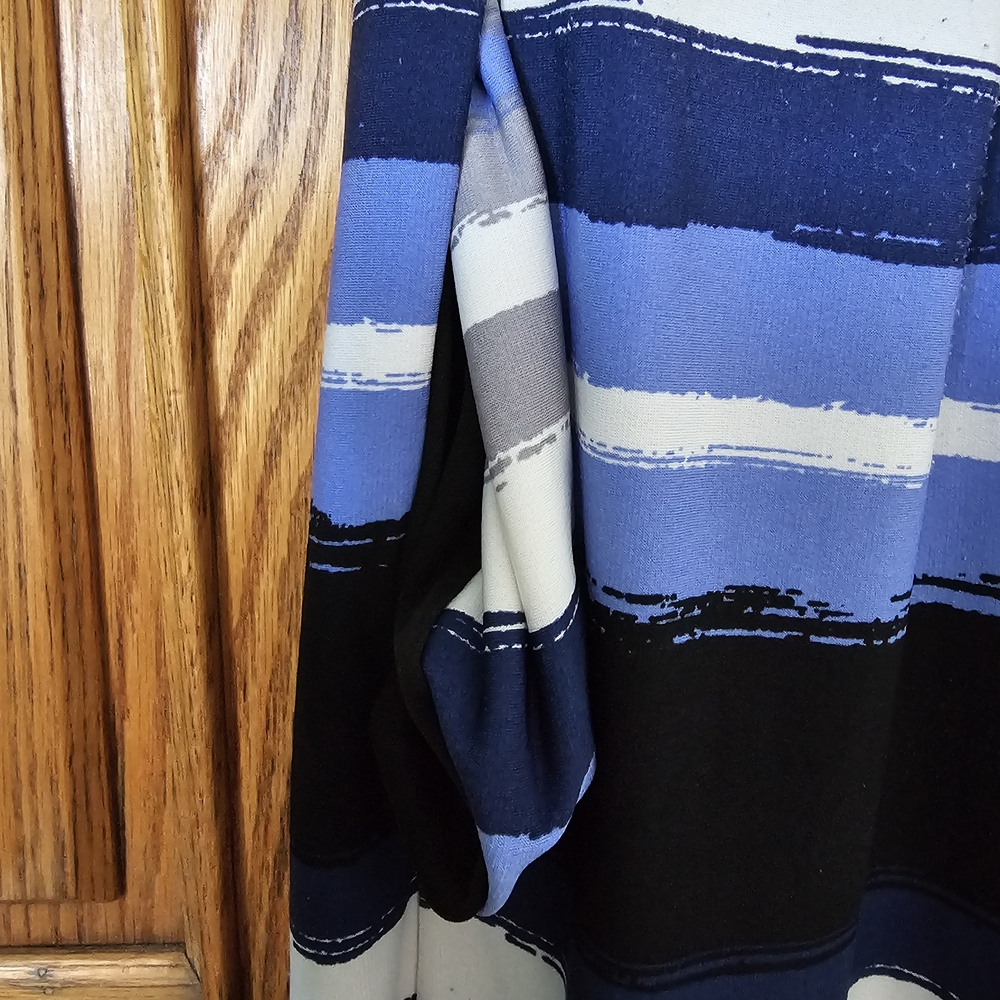 Dress Barn Blue and Black Patterned Midi Dress